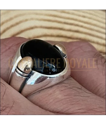 Chevalière Homme Argent Onyx Noir | Élégance Intemporelle destockage