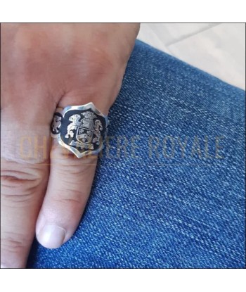 Bague Chevalière d'Armoirie Argent Massif : Bouclier Personnalisable de votre