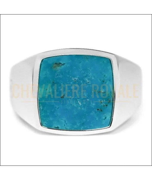 Chevalière Argent Massif avec Turquoise - Sagesse et Caractère Réunis pas cheres