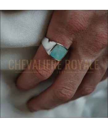 Chevalière Argent Massif avec Turquoise - Sagesse et Caractère Réunis pas cheres