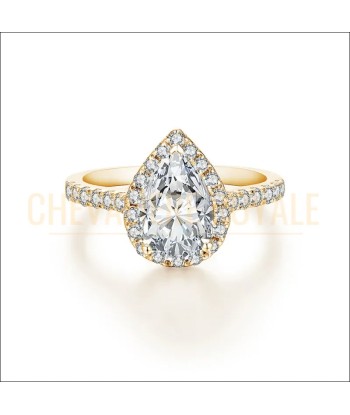 Bague de Promesse en Moissanite Taille Poire 2.0CT-10-18K rembourrage situé sous