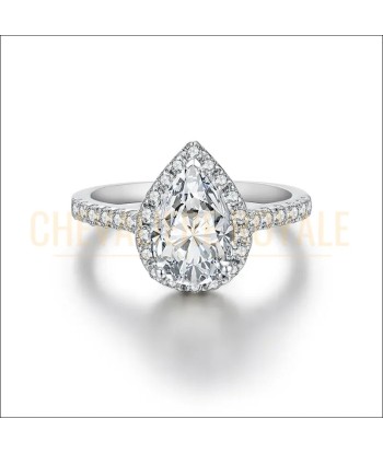 Bague de Promesse en Moissanite Taille Poire 2.0CT-10-18K rembourrage situé sous