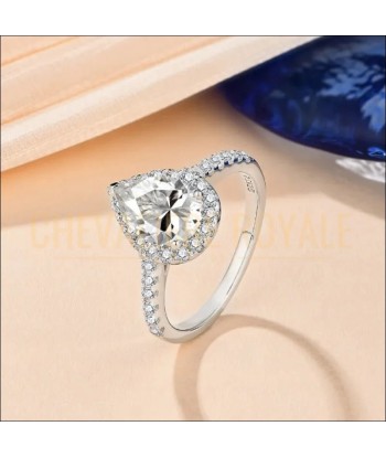 Bague de Promesse en Moissanite Taille Poire 2.0CT-10-18K rembourrage situé sous