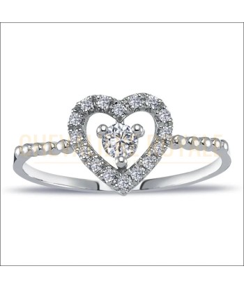 Bague de Promesse Or Blanc 14 Carats-Un Symbole de Romance Éternelle Véritable concentré