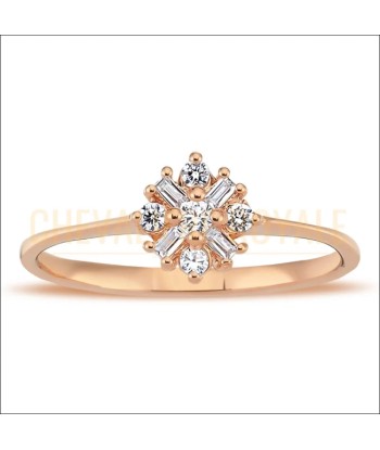 Bague de Promesse Or Rouge 14 Carats - Diamants Baguette 50-70% off 