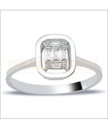 Bague en Diamant Baguette et Carré 0,20 Carat - Élégance Absolue livraison gratuite