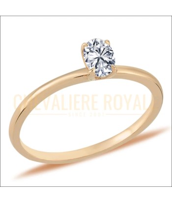 Bague de Promesse Diamant Ovale 0,30 Carat en Or Rouge 14K Economisez 