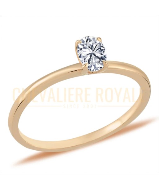 Bague de Promesse Diamant Ovale 0,30 Carat en Or Rouge 14K Economisez 