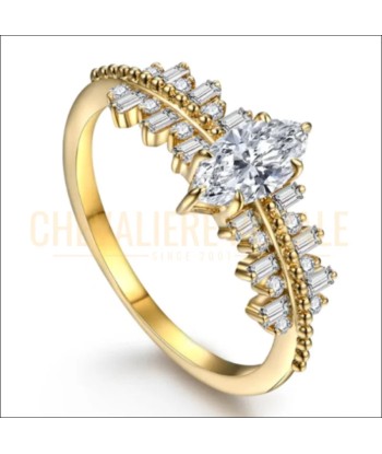 Engagement Lumineux : Bague de Promesse Moissanite Or 10K/14K solde