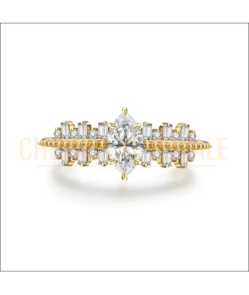 Engagement Lumineux : Bague de Promesse Moissanite Or 10K/14K solde