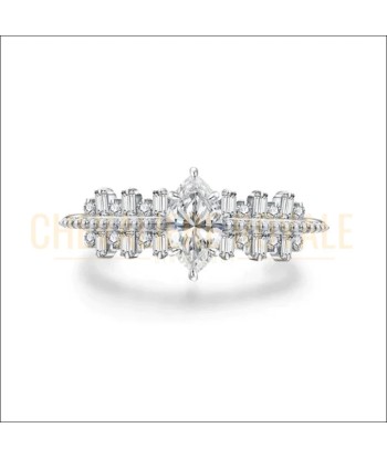 Engagement Lumineux : Bague de Promesse Moissanite Or 10K/14K solde