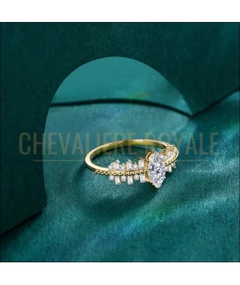 Engagement Lumineux : Bague de Promesse Moissanite Or 10K/14K solde