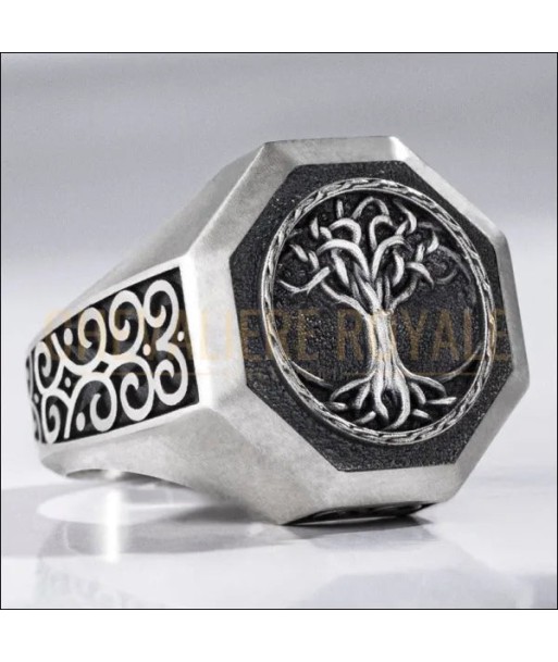 Chevalière  Arbre de Vie : Artisanat d'Argent Unique pour Homme de votre