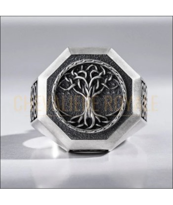 Chevalière  Arbre de Vie : Artisanat d'Argent Unique pour Homme de votre