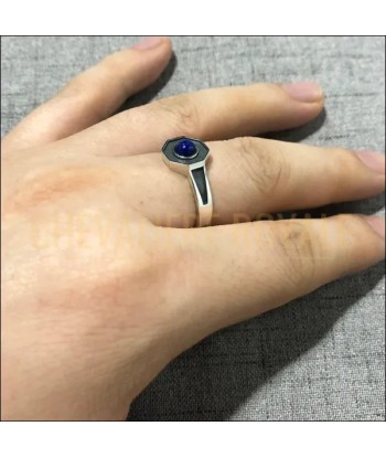 Style Unique: Bague Chevalière Lapis 5x5mm Jusqu'à 80% De Réduction