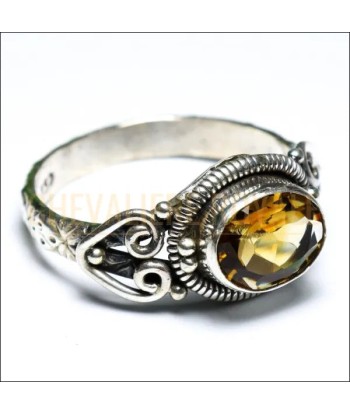 Chevalière Femme en Citrine - Conception Unique pas cher