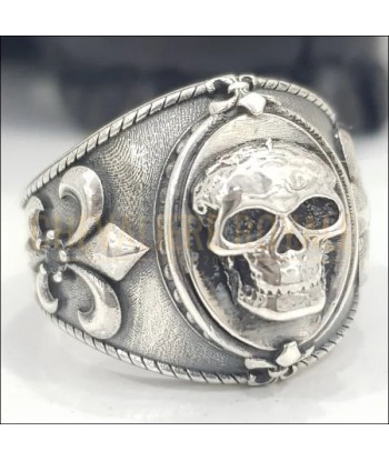 Chevalière Homme en Argent Massif : Bague "Memento Mori" les ligaments