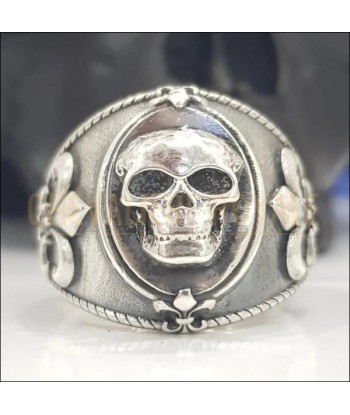 Chevalière Homme en Argent Massif : Bague "Memento Mori" les ligaments