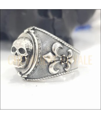 Chevalière Homme en Argent Massif : Bague "Memento Mori" les ligaments