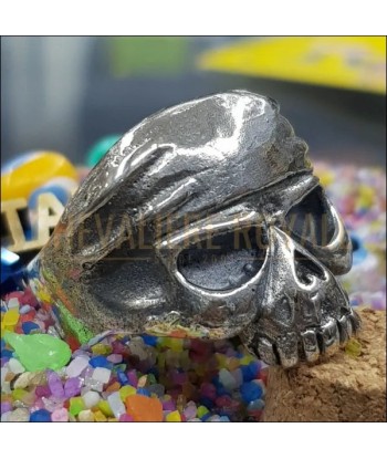 Chevalière Tête de Mort Johnny Deep - Bandana Skull Ring en Argent 50-70% off 