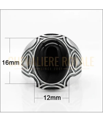 Chevalières Homme Argent : Onyx Noir Naturel de pas cher