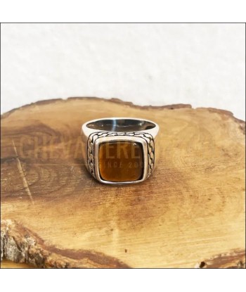 Bague Chevalière en Œil de Tigre - Élégance et Protection acheter