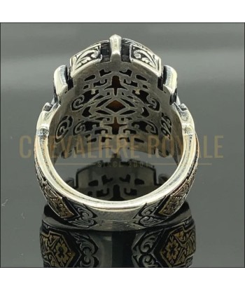 Chevalière Argent Massif Pierre Œil de Tigre - Bague Ovale Unique la chaussure