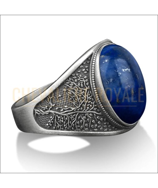 Bague Argent Arbre de vie et Pierre Lapis-Lazuli livraison gratuite