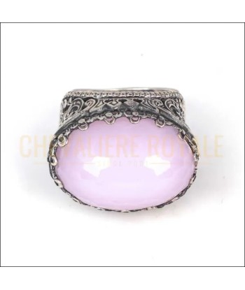 Chevalière Femme Argent  Pierre de Quartz Rose Véritable concentré