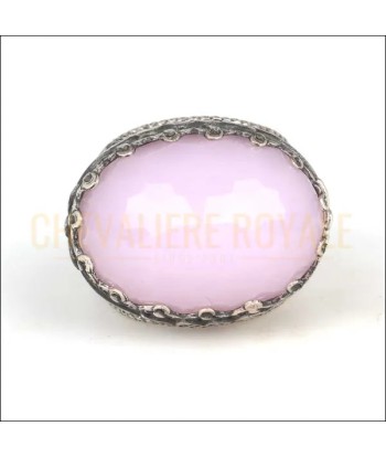 Chevalière Femme Argent  Pierre de Quartz Rose Véritable concentré