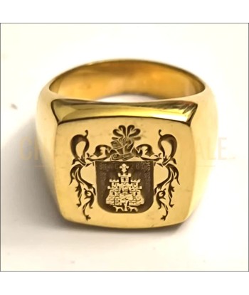 Bague personnalisée plaquée or de forme carrée 15X15 Paris Déstockage Promo