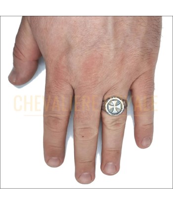 Bague Chevalière Ovale Homme Argent Croix Maçonnique une grave pollution 