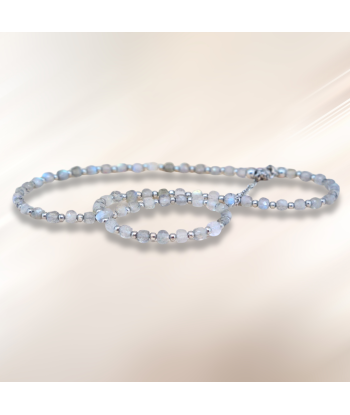 Bracelet triple tour et collier en Labradorite (COLBR23-01) la livraison gratuite