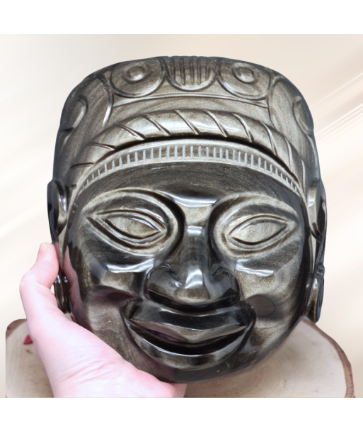 Tête masque Maya en Obsidienne dorée (PRGFL705) acheter en ligne