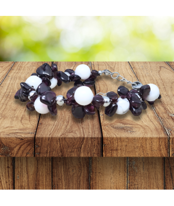 Bracelet tissé en Howlite et Grenat meilleur choix