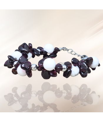 Bracelet tissé en Howlite et Grenat meilleur choix