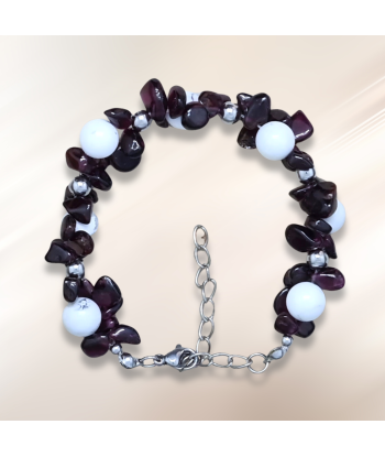 Bracelet tissé en Howlite et Grenat meilleur choix