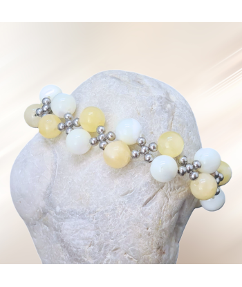 Bracelet tissé en Calcite jaune et Nacre en ligne