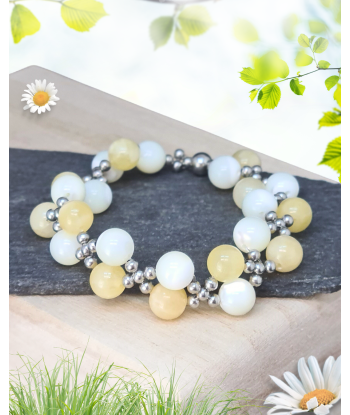 Bracelet tissé en Calcite jaune et Nacre en ligne