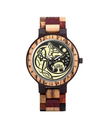 Montre Loup Viking en Mosaïque de Bois 2023