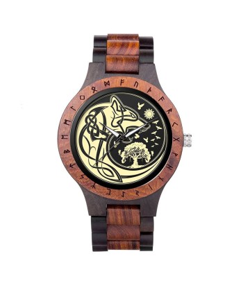 Montre Fenrir Viking en Bois Naturel et Ébène l'achat 