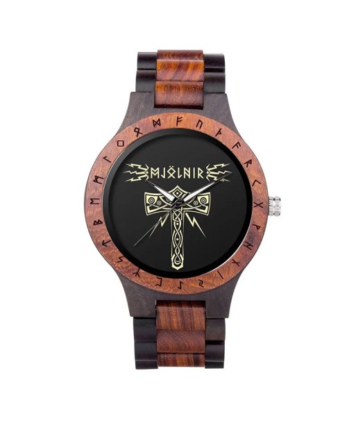 Montre Viking Mjölnir en Bois et Ébène les muscles