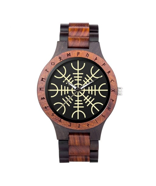 Montre Viking Heaume de Corbeau en Bois Contrasté Le MVP de beaucoup