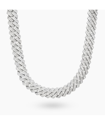 Prong baguette link chain 19mm silver en ligne