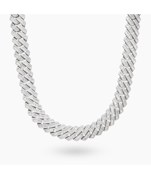 Prong baguette link chain 19mm silver en ligne