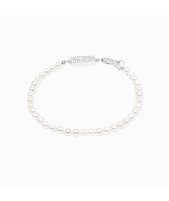 4mm silver Pearl bracelet Les êtres humains sont 