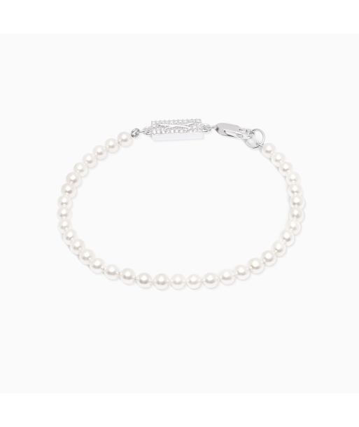 4mm silver Pearl bracelet Les êtres humains sont 