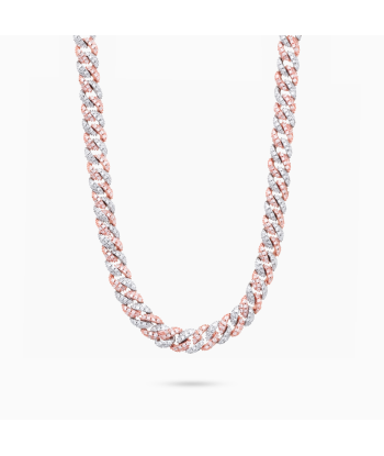 Iced Cuban link chain 6.8 mm two-tone l'achat 