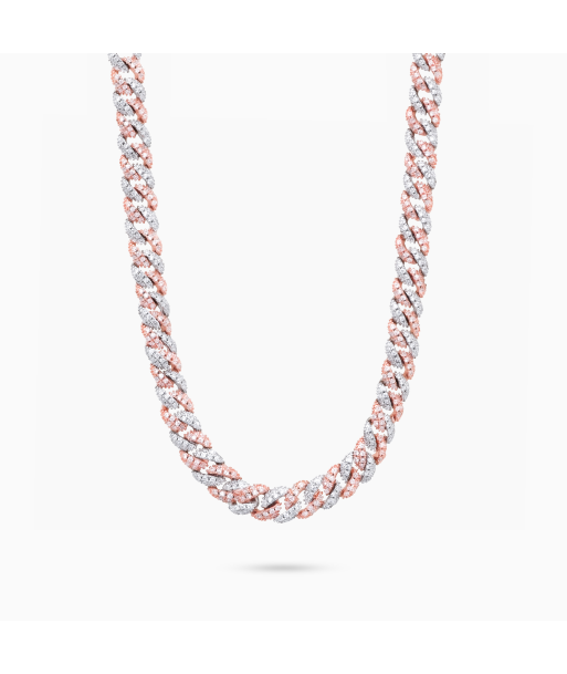 Iced Cuban link chain 6.8 mm two-tone l'achat 