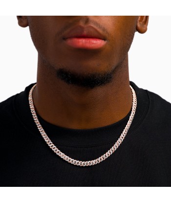 Iced Cuban link chain 6.8 mm two-tone l'achat 